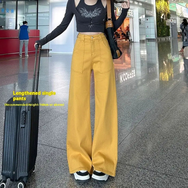Women's High Waist Straight Jeans Loose Wide Leg virtual