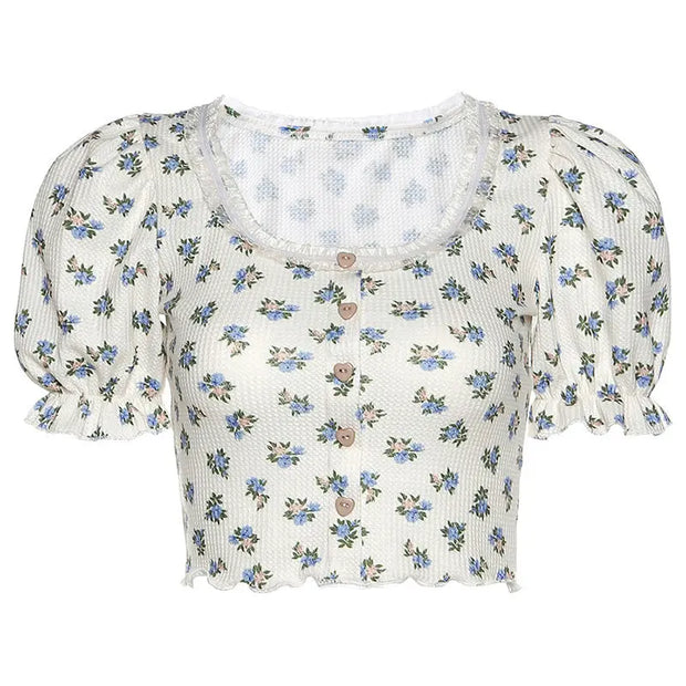 Puff Sleeve Lace Cardigan T-shirt Summer