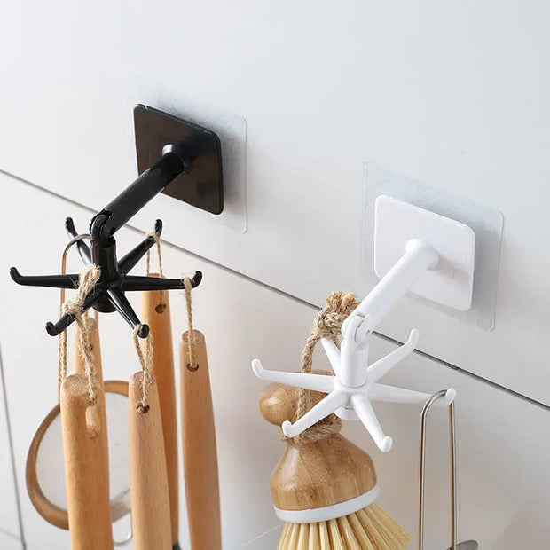 Multifunctional Hook Kitchen Tableware Rotating Hook Black And White Load And Practical Home Use virtual