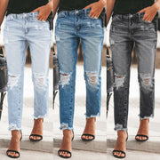 Women's Ripped Non-elastic Retro Fashion Jeans virtual
