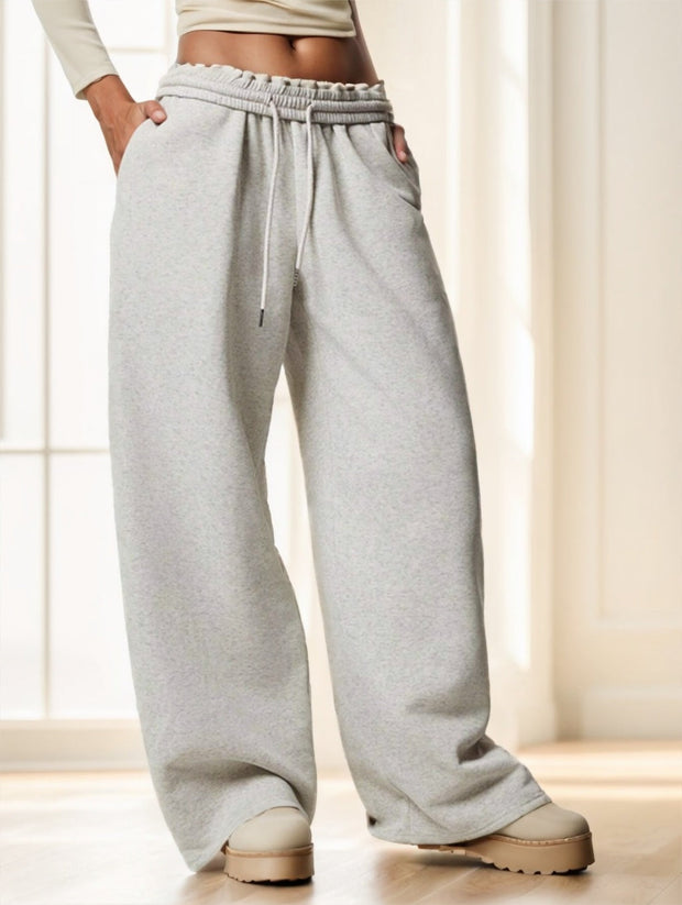 Forever 21 Autumn Winter New Thermal Lined Thick Casual Versatile High Waist Elastic Waist Loose Wide Leg Sweatpants virtual