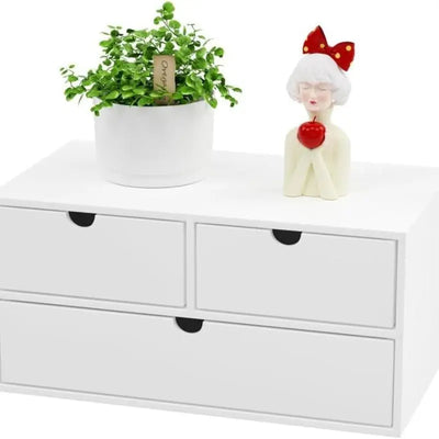 White Bamboo Desk Drawer Organizer For Home Office And Kitchen Supplies No Assembly Desktop Storage Box virtual
