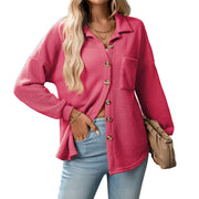Loose Waffle Leisure Commute All-matching Shirt virtual