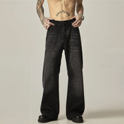 American Retro Black Loose Straight Jeans Pants