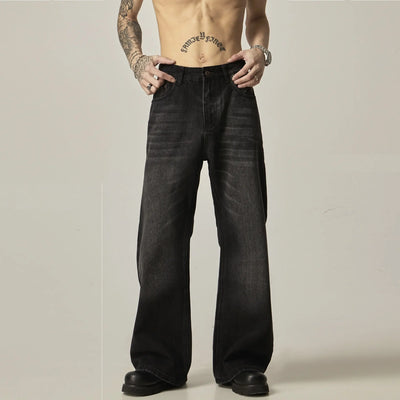 American Retro Black Loose Straight Jeans Pants