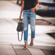 Women's Ripped Non-elastic Retro Fashion Jeans virtual