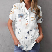 Breasted Lapel Short-sleeved Shirt For Women virtual