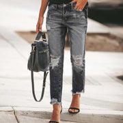 Women's Ripped Non-elastic Retro Fashion Jeans virtual