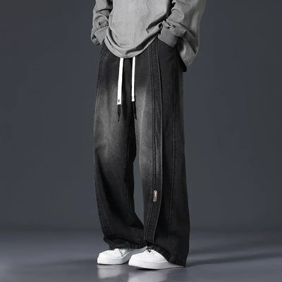 Retro Patchwork Washed Oversized Jeans Men virtual