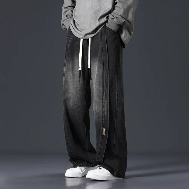 Retro Patchwork Washed Oversized Jeans Men virtual
