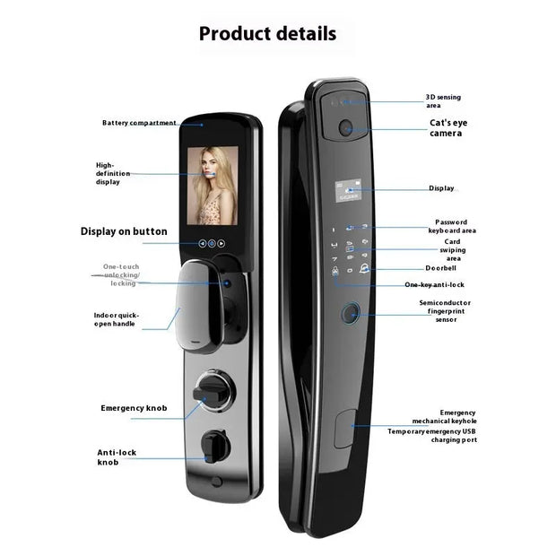 Home Fully Automatic Fingerprint 3D Facial Recognition Smart Lock virtual