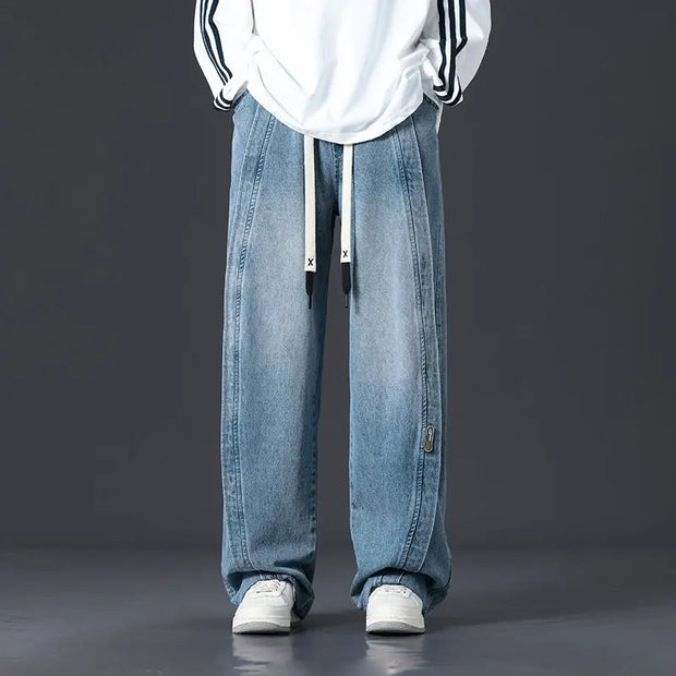 Retro Patchwork Washed Oversized Jeans Men virtual