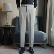 Elastic Slim Fit Brown Casual Pants virtual
