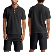 Summer Men's Loose Casual Linen Breathable Short Beach Sleeve Shorts Suit virtual