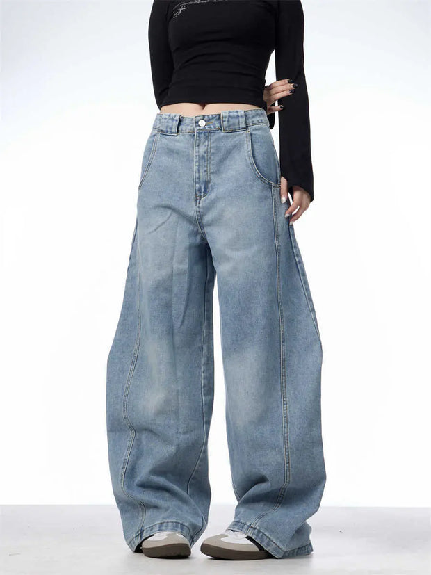 Retro Machete Jeans Women's Wide Leg Loose Pant virtual