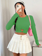Women's Round Neck Slim-fit Short Heart And Circle Long Sleeve T-shirt virtual