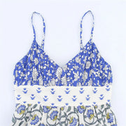 Summer Bow Patchwork Printed Layered Splicing Sling Dress virtual