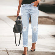 Women's Ripped Non-elastic Retro Fashion Jeans virtual