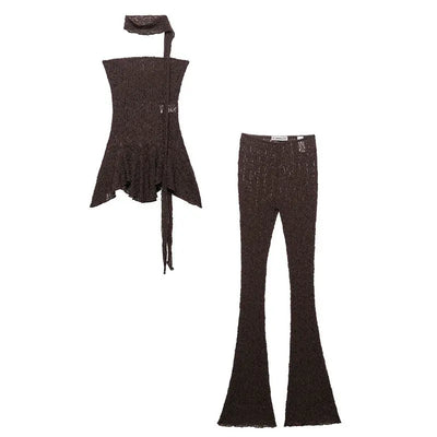 Summer Scarf Lace Top Lace Bell-bottom Pants virtual