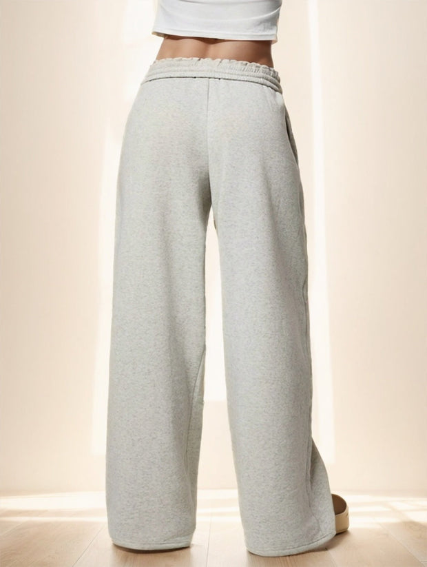 Forever 21 Autumn Winter New Thermal Lined Thick Casual Versatile High Waist Elastic Waist Loose Wide Leg Sweatpants virtual
