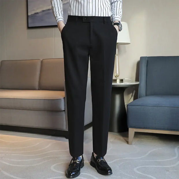 Elastic Slim Fit Brown Casual Pants virtual