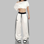 European And American Street Dance Fashion Brand Stitching Waist Pants virtual