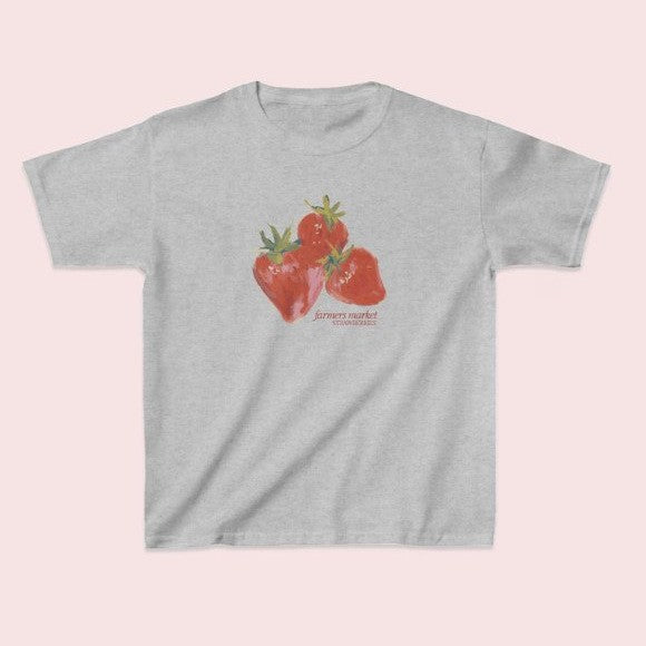 Short-sleeved Street Casual Round Neck Strawberry virtual