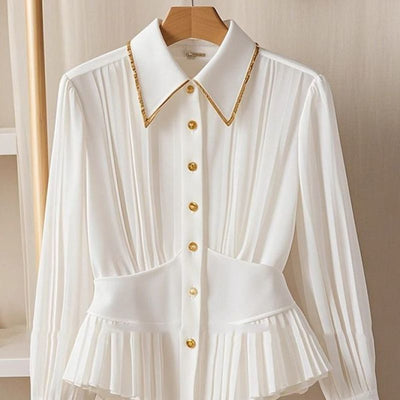 Special Interest Light Luxury High-grade Pleated Collar White Shirt virtual