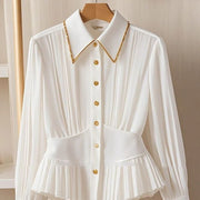 Special Interest Light Luxury High-grade Pleated Collar White Shirt virtual