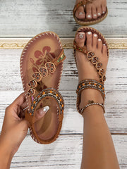 Bohemian Thong Sandals Summer Fashion Flowers Flat Beach Shoes For Women virtual
