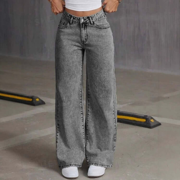 Vintage Bow Embroidered Washed Jeans virtual
