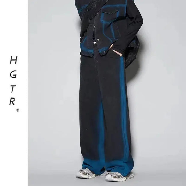 Spray Color Gradient Distressed Vest Coat Jeans Suit virtual