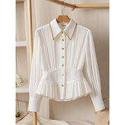Special Interest Light Luxury High-grade Pleated Collar White Shirt virtual