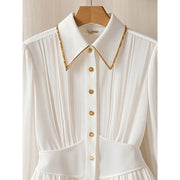 Special Interest Light Luxury High-grade Pleated Collar White Shirt virtual