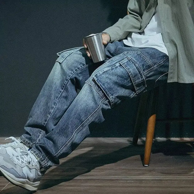 Men's Loose Straight Retro Fashion Brand Stretch Pants Mens pant