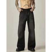 American Retro Black Loose Straight Jeans Pants