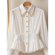 Special Interest Light Luxury High-grade Pleated Collar White Shirt virtual