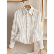 Special Interest Light Luxury High-grade Pleated Collar White Shirt virtual