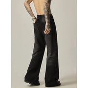 American Retro Black Loose Straight Jeans Pants