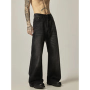 American Retro Black Loose Straight Jeans Pants