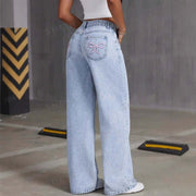 Vintage Bow Embroidered Washed Jeans virtual