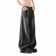 Lightning Pattern Washed Straight Jeans Men virtual
