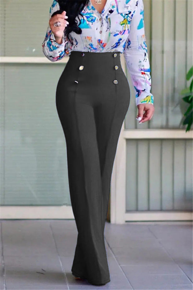 Plus Size Women's Casual Tight Straight-leg Trousers virtual