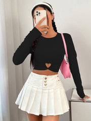 Women's Round Neck Slim-fit Short Heart And Circle Long Sleeve T-shirt virtual