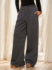Forever 21 Autumn Winter New Thermal Lined Thick Casual Versatile High Waist Elastic Waist Loose Wide Leg Sweatpants virtual