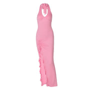 Summer New V-neck Halter Split Sexy Backless Dress Summer