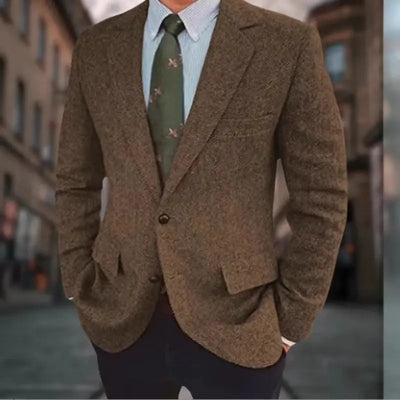 Men's Business Casual Herringbone Suit Jacket virtual