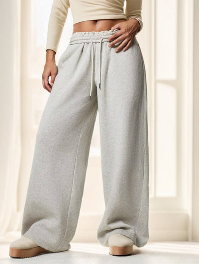Forever 21 Autumn Winter New Thermal Lined Thick Casual Versatile High Waist Elastic Waist Loose Wide Leg Sweatpants virtual