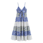 Summer Bow Patchwork Printed Layered Splicing Sling Dress virtual