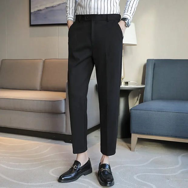 Elastic Slim Fit Brown Casual Pants virtual